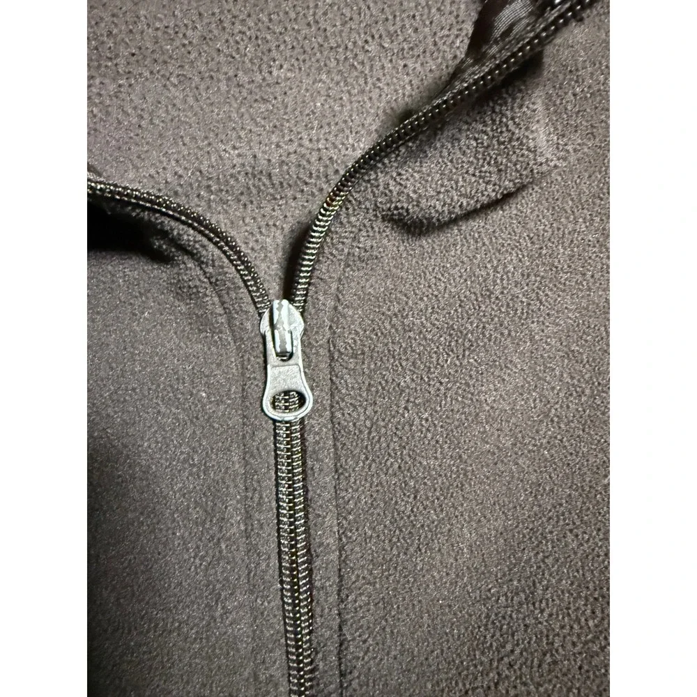 NY Jeans Fleece Jacket Womens Small Brown Good Full Zip Mock Neck Pockets